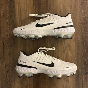 Nike Alpha Huarache Elite 3 Low MCS Men Size 10.5 White Black Baseball Cleats